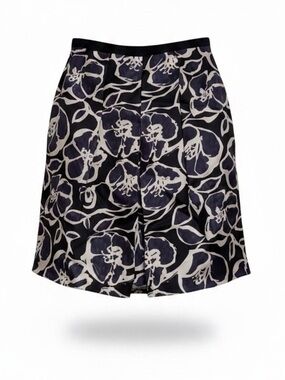 Carmen Marc Valvo Black and White Floral A-Line Skirt